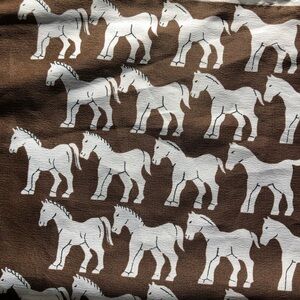 MC Escher scarf horses birds brown and white progress morph puzzle design square